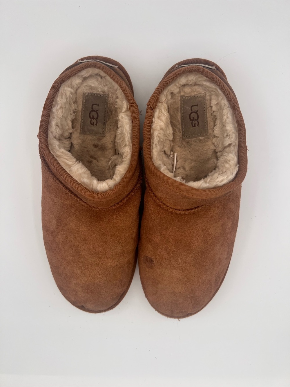 UGG Classic Slipper Chestnut Suede Shearling Lined Slip On Shoes